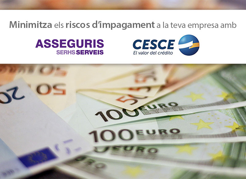 Cesce-i-Asseguris-Post-Impagaments-a-Empreses Assegura totes les teves vendes i monitoritza tots els teus clients amb CESCE T'oferim eines en totes les fases del cicle de negoci de la teva empresa, fruit de la nostra trajectòria de més de 45 anys en la gestió integral del risc comercial. A més complementa la teva assegurança amb totes les cobertures extres que requereixis, com per exemple: Risk Management. Estaràs sempre informat de la situació de solvència i del comportament de pagaments de la teva cartera de clients, tot gràcies a un innovador sistema de control i vigilància permanent, Cesnet. Rep alertes sobre modificacions davant un canvi de solvència del teu client. Assegurança de crèdit. Assegura tota la teva cartera amb la millor i més àmplia cobertura i el menor plaç d'indemnització del mercat. CESCE és l'única companyia del mercat que ofereix preus diferents per assegurar clients diferents. Suport al finançament no bancari. Liquiditat àgil per la teva empresa de manera àgil. CESCE aporta la garantia en lloc teu amb la cessió genèrica de totes les teves factures o les que tu escolleixis.